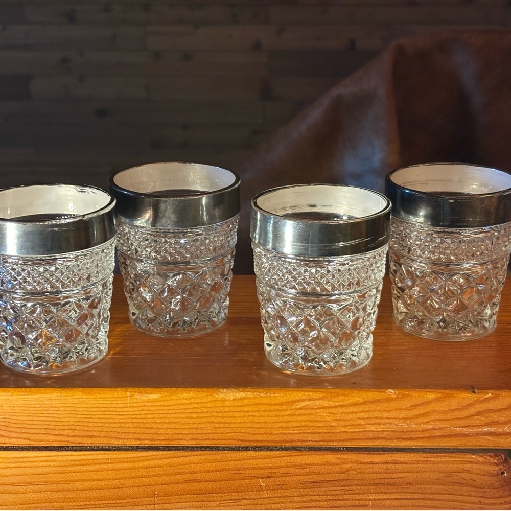 Anchor Hocking Silver Band Crystal Glasses